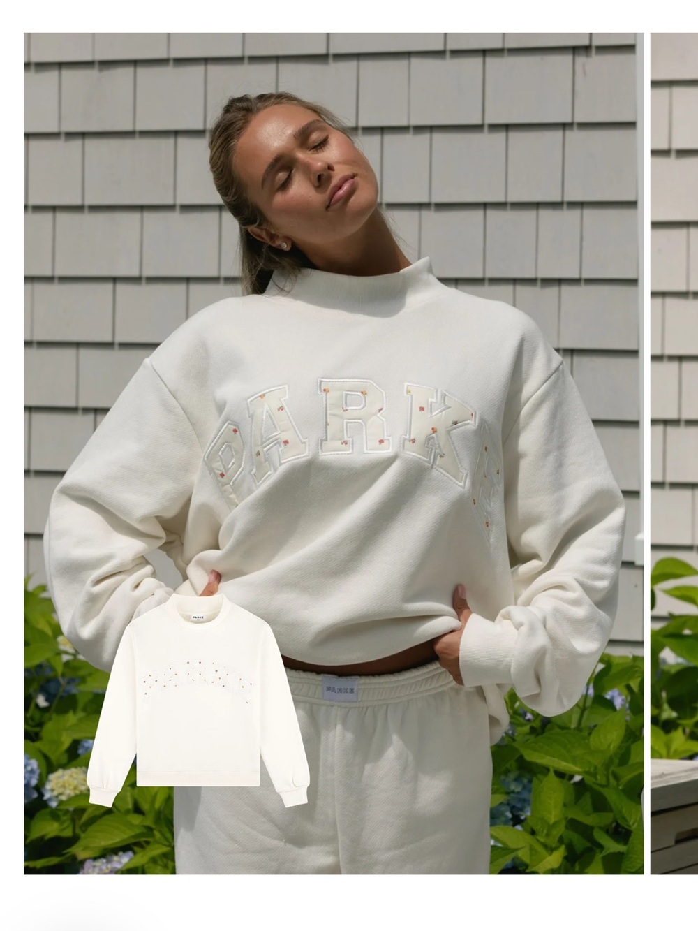 PARKE Maggie and Emma Ivory Crewneck Sweatshirt